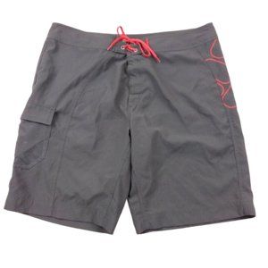 Columbia Omni-Shield Boardshort Front Tie 10" Inseam Cargo Pocket Gray Polyester